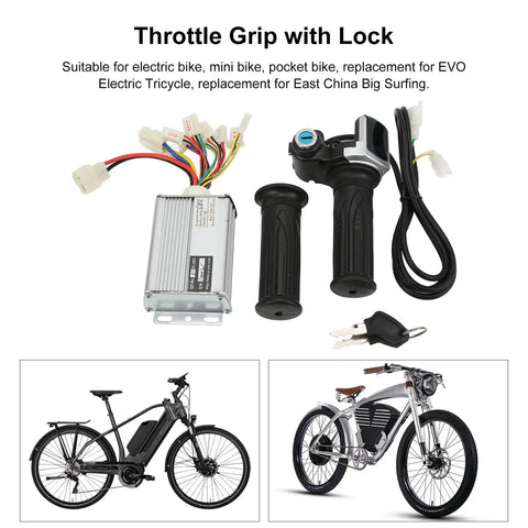 36V 1000W Ebike Controller Kit With Locking Battery Display And Twist Throttle Grip, controller and wiring with key for electric bikes