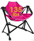 Kids Hammock Chair For Camping And Travel, Adjustable Folding Chair With Stand in pink, lightweight steel frame, 135 lbs capacity
