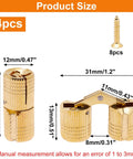 Brass Barrel Hidden Cabinet Hinges 12mm Diameter 180 Degree Opening Concealed Hardware Four Pack Durable Solid Brass