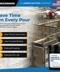 Pro Grade Concrete Release Agent And Non Staining Form Oil for slick form stripping in a construction site with poured concrete forms.