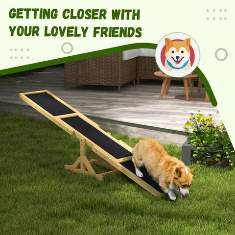 71 Inch Dog Agility Seesaw Outdoor Training And Exercise Wooden Platform Pro Grade Obstacle Course For Backyard Fun