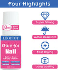Ultra Fast Nail Glue For Nail Tips Acrylic Nails And Press On Nails With Built In Brush, 8ml, super strong, fast drying, waterproof.