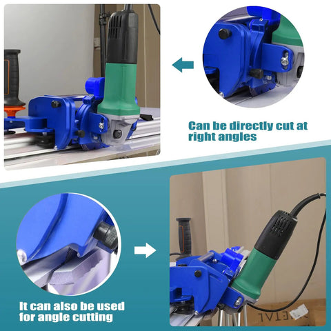 Orbital Angle Grinder Tile Cutter For Large Ceramic And Porcelain Tiles Up To 124 Inches in position for angle cuts.