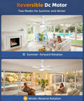 Upgraded 17 Inch Ceiling Fan With Integrated Light Kit And Wireless Remote Featuring Straight Up Quiet Dc Motor Reversible Airflow for summer and winter modes.