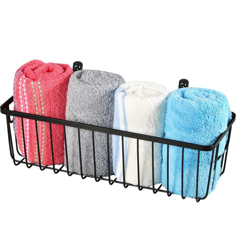 Farmhouse Metal Wire Bathroom Storage Organizer Baskets Two Pack Space Saving Declutter For Cabinets Shelves Closets Vanity