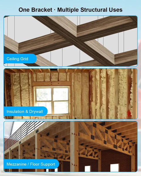 Heavy Duty Shipping Container Brackets With Laser Precision Alignment keeps 2x4 and 2x6 lumber straight for ceiling grids and floor support.