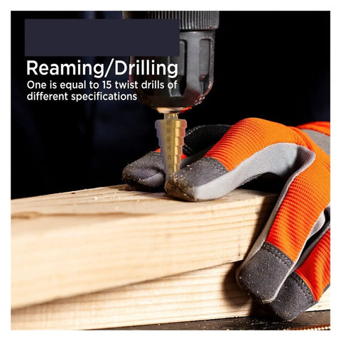 Heavy Duty Titanium Step Drill Bit Kit With 6 Sizes For Metal Woodworking Includes Precision Multi Size Hole Cutter Set Perfect For Core Milling And Clean Drilling Tasks Every Time drilling wood under press