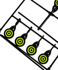 Resetting Steel Target Set For Airsoft BB Guns And Rimfire Caliber 22 And 177 showing four circular target plates.