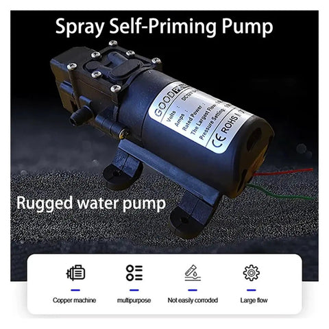 12 Volt Diaphragm Water Pressure Pump 5L Min 60 Watt Electric Self Priming Booster For Caravan RV Boat Tank Automatic High Flow With Thermal Protection For Reliable Liquid Transfer