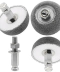 Heavy Duty Aluminum Anodized Rubber Removal Buffing Wheel With Adaptor For Tire Texturing and Industrial Surface Smoothing Tasks, showing detailed wheel and shaft.