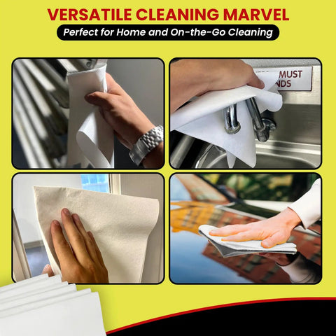Microfiber Glass Cleaning Cloths Set, 6-Pack, used for cleaning windows, faucets, mirrors, and car surfaces, lint-free reusable cloths.