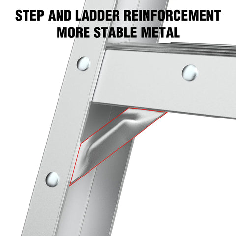 Heavy Duty Attic Ladder With 350 Lb Capacity, Fold Down Loft Stairs For Ceilings From 7 Ft 8 In To 10 Ft 3 In, 22.5 Inch By 54 Inch Opening, Non Slip Steps, Space Saving Pull Down Design For DIYers And Home Storage Access. Reinforced metal step detail