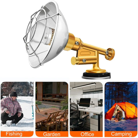 Compact Portable Camping Heater With Cylinderless Design for tent and patio warmth, showcasing its versatility in various settings.