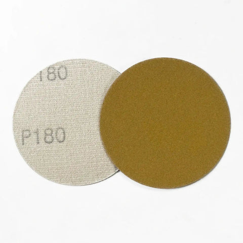 Two 180 grit sanding discs with grid hook loop design, part of Grab A Massive Case Of 200 Mesh Sanding Discs With 180 Grit Self Stick Grid Hook Loop Pads.