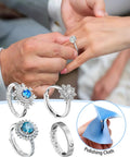 Invisible Ring Guards Kit With Spiral Silicone Size Adjusters 16 Pack In 4 Sizes For Loose Rings shown with rings and polishing cloth.