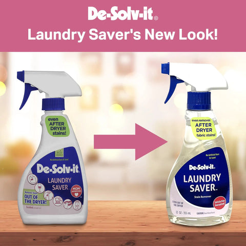 De-Solv-it Laundry Saver old and new look bottles; Orange Sol Laundry Saver Stain Slayer Spray For Clothes Carpets And Upholstery Quick Pre Wash Prep Removes Dried Spots And After Dryer Smudges Hair And Skin Safe 12 Ounce.