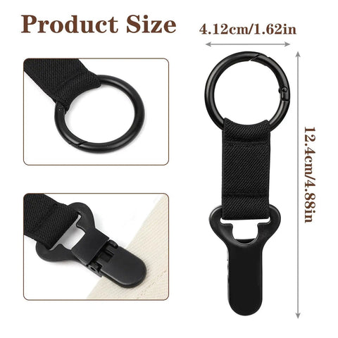 Hat Clip Travel Accessory 2 Pack For Luggage Bags Backpacks Hands Free Secure Hat Holder product size dimensions in inches