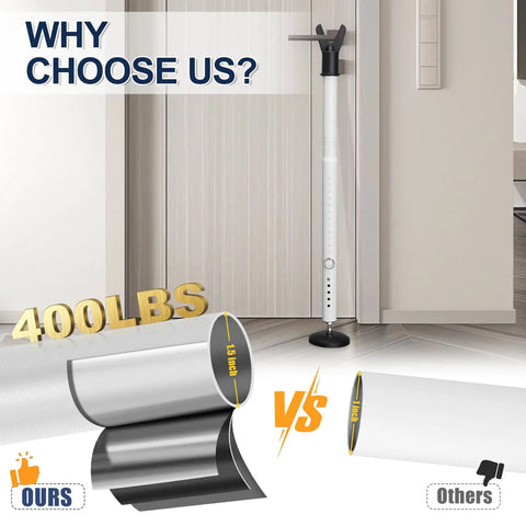 Heavy Duty Door Security Bar 1.25 Inch Diameter With Large Rubber Base Adjustable Y Head Durable Door Stopper installed on door