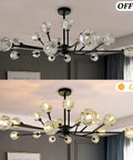 42 Inch Crystal Chandelier Modern Ceiling Light Fixture With 18 Lights For Dining Room G9 Bulbs Included sparkling on-off view