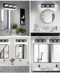 No Sweat Dimmable Led Bathroom Light Fixture Three Bulb Vanity Wall Lamp With Easy Swivel Matte Black Frame above modern bathroom mirrors.