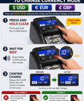 Street Smart Money Scanner With Portable Uv Tool Ir Mg Security Scan For Usd Eur Gbp Fake Bill Buster and user instructions for currency change.