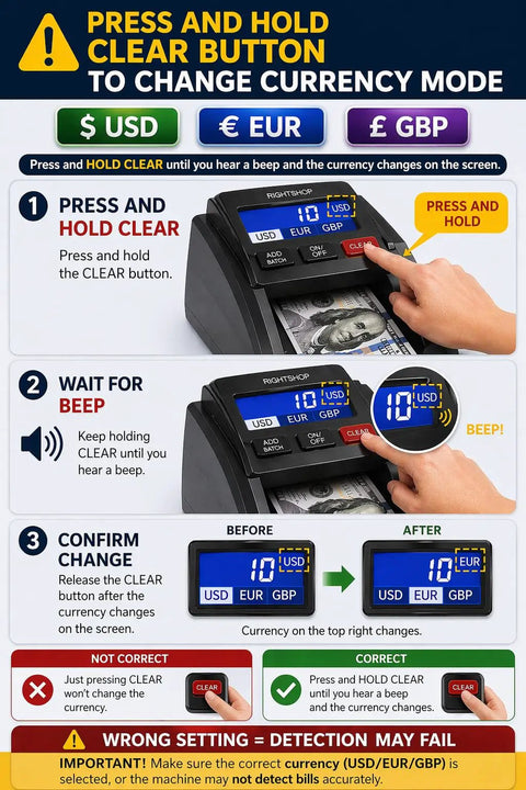 Street Smart Money Scanner With Portable Uv Tool Ir Mg Security Scan For Usd Eur Gbp Fake Bill Buster and user instructions for currency change.
