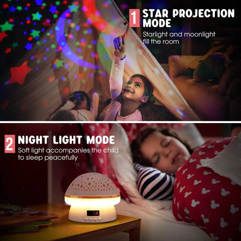 Children enjoying Galaxy Projector Night Light For Kids With Timer, Rotating Starry Sky Projection For Girls And Boys during bedtime.