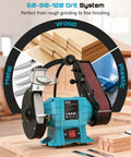 Beefed Up 2X27 Belt Sanding Station Combined With A 6 Inch Grinding Wheel showcasing 60-80-120 grit system for wood and metal work.