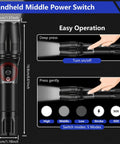 Rechargeable 5000 Lumen LED Flashlight Beast Mode Power Tac Handheld EDC Light showing size and operation instructions