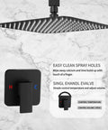 Matte Black Ceiling Shower System With 10 Inch Rain Shower Head, Valve And Trim, Luxury Bathroom Shower Mixer Set, 1.75 GPM Water Flow