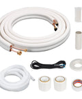 Mini Split Line Set Kit With 25 Ft Copper Lines One Quarter Inch And Three Eighth Inch Outer Diameter Three Eighth Inch PE Insulated Coil