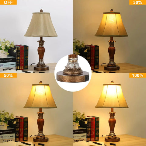 Two Pack Touch Bedside Lamps With USB A And USB C Ports, 3 Way Dimmable Nightstand Lights With Bulbs Included, lamp dimming demonstration