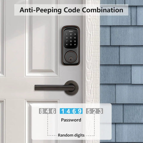 Keyless Entry Door Lock With Touchscreen Keypad Deadbolt For Front Door, ANSI Grade 2 Electronic Lock, Oil Rubbed Bronze Finish