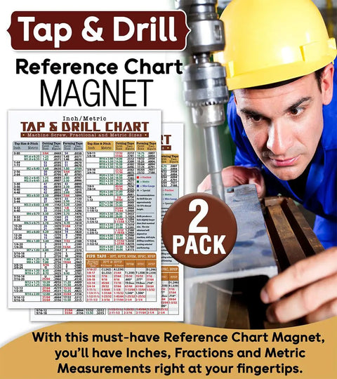 Top Shelf Magnetic Tap Drill Metric Conversion Chart Pack Of 2 At 8.5By11 Inches Strong Wall Mount shown with reference details.