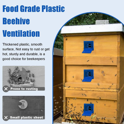 Wooden beehive with Beekeeping Bee Hive Entrance Gates Eight Pack Open And Close Entrance Reducers Durable Blue Beehive Ventilation.
