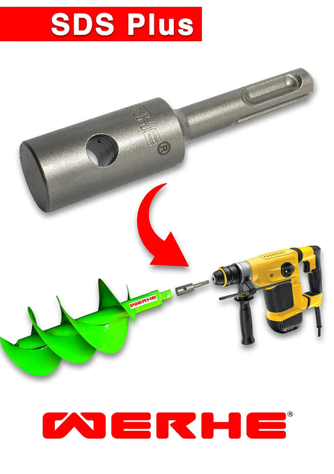 Earth Drill Adapter For Auger And Soil Drills With SDS Plus Chuck Compatible With Cordless And Corded Drills
