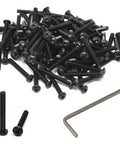 M4 X 30mm Hex Socket Button Head Cap Screws Set, 100 Pcs, 12.9 Grade Alloy Steel, Black Oxide Finish, with hex key