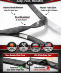 Grey Self Stick High Temp BBQ Gasket For Smokers, 15 Feet Long, 1/2 In By 1/8 In Size, Nomex Fiber Blend, Ultra Durable Heat Resistant Seal, Easy Peel And Stick Gasket, Perfect For Smoker Grill And Oven Seals showing self-stick felt seal roll