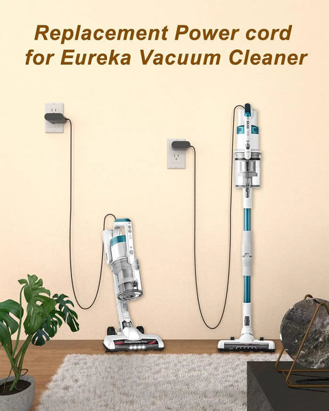 Charger For Eureka MC2805A And Rapid Clean Pro Vacuum Cordless Series plugged into wall with vacuum