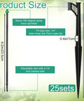 25 Pack Drip Irrigation Stakes With 180 Degree Wing Spray Emitters And One Quarter Inch Barbed Inlet Sprinkler Extension Risers For Garden Watering System, 13 Inch Adjustable Stakes, Green product size diagram with dimensions.