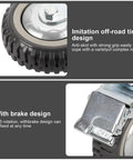Set of four 6-inch heavy-duty swivel caster wheels; 2 locking, 2 non-locking, anti-skid tread, with brake lever.