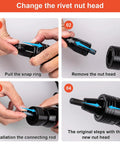 Instructions on changing rivet nut head for Pneumatic Rivet Nut Gun Kit With Self Locking Head And Adjustable Speed