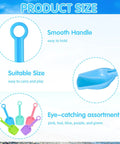 24 Pack Beach Shovels For Kids, 7 Point 7 Inch Plastic Sand Scoops In Bright 5 Colors showing handle and assorted colors
