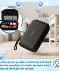 2 Piece Peptide Vial Storage Case Pack for 3ml 10ml Vials and 30ml BAC Water with mesh pocket, shown open and closed.