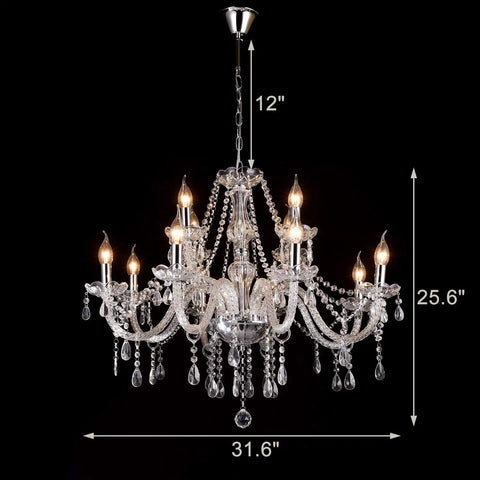 Dope Modern 12 Light K9 Crystal Chandelier Pendant Ceiling Light in European Style with clear glass drops