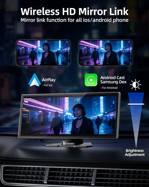 11.5 Inch Wireless Apple CarPlay Screen showing movie with Android Auto and AirPlay features on car dashboard