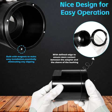 Leaf Spring Pin and Bushing Adapter Service Kit 15030 with magnets for easy operation in black metal with white gloves