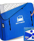 Mattress Bags For Moving And Storage Water Resistant Protector Cover For Queen Size Beds Heavy Duty Reusable Storage Bags With Eight Handles And Zipper Extra Thick Large Capacity Fits 82 By 62 By 15 Inches Blue.