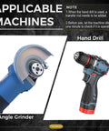 Applicable machines showing an angle grinder and a hand drill compatible with the All In One Diamond Core Drill Bit Set.