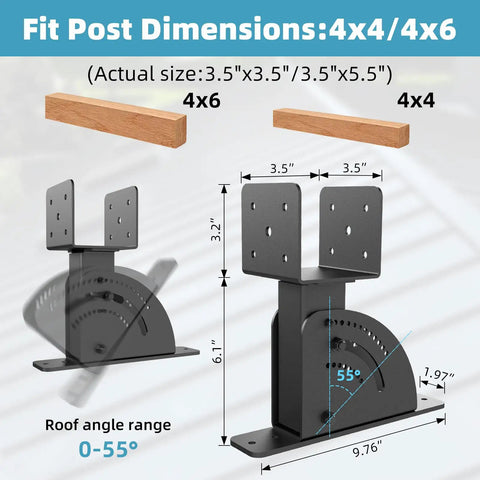 Beefed Up Heavy Duty Roof Riser Brackets Kit For 4x4 And 4x6 Timber Posts That Delivers Real Stable Support For Your Patio Pergola Includes Complete Accessory Set